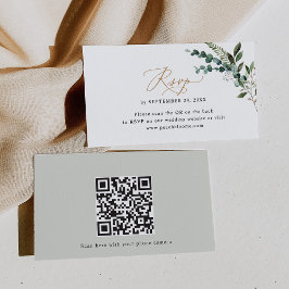 De Visita Código QR Tarjeta RSVP Eucalyptus Greenery Gold We