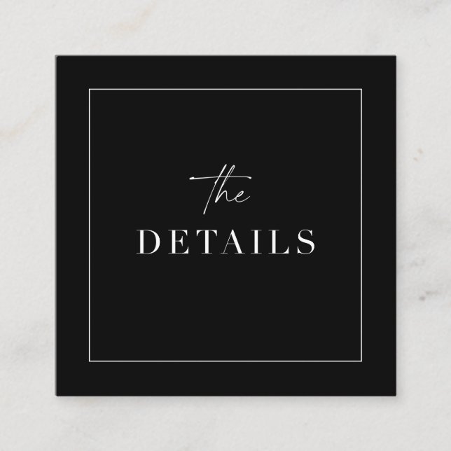 De Visita Cuadrada Boda Clásico Detalles del gabinete Escáner tarjeta (Anverso)