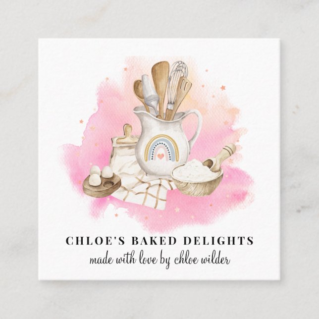 De Visita Cuadrada Panadería Pastry Herramientas Ingredientes Tarjeta (Anverso)