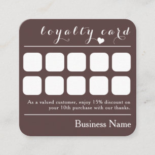 DE VISITA CUADRADA TARJETA CHOCOLATE BROWN 10 PUNCH BUSINESS LOYALTY
