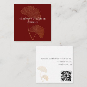 De Visita Cuadrada Tarjeta Gingko moderna QR Código QR para Red Squar