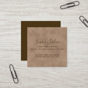 De Visita Cuadrada Tarjeta marrón elegante antigua con nombre en letr