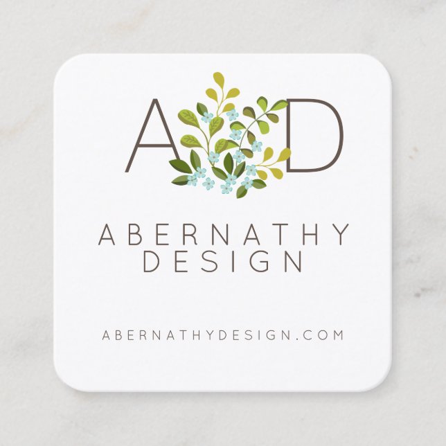 De Visita Cuadrada Tarjeta natural contemporánea floral moderna del (Anverso)