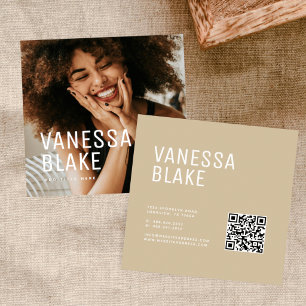 De Visita Cuadrada Tarjeta Profesional Código QR Foto Minimalista Mod
