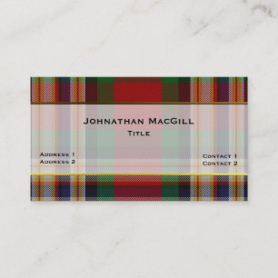 De Visita Elegante Clan MacGill Plaid Personalizado tarjeta
