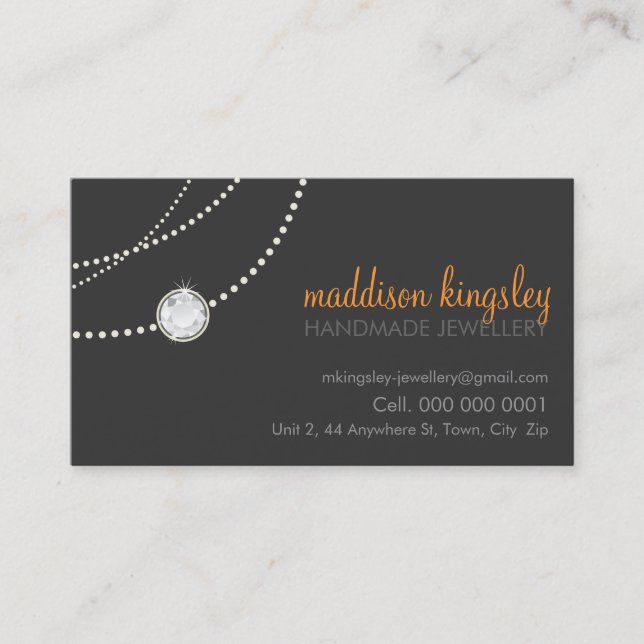De Visita elegante tarjeta collar naranja gris (Anverso)