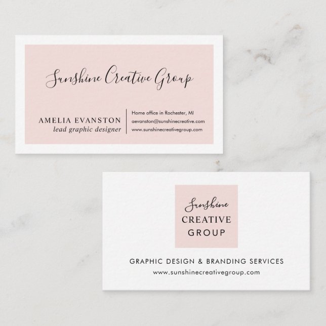 De Visita Elegante Tarjeta Profesional con Letra Script Rosa (Anverso / Reverso)