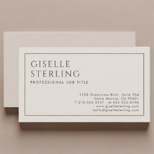 De Visita Elegante Tarjeta Profesional Minimalista Beige