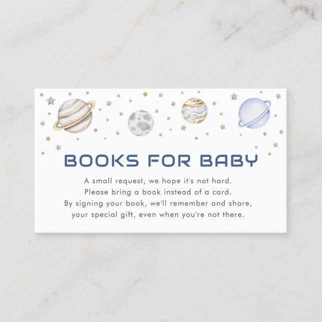 De Visita Espacio astronauta Baby Shower Libros para tarjeta (Anverso)