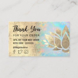 De Visita faux gold Relieve metalizado lotus gracias tarjeta