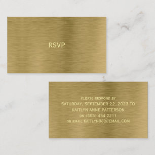 De Visita Faux Gold Textura Metalizado Tarjeta RSVP