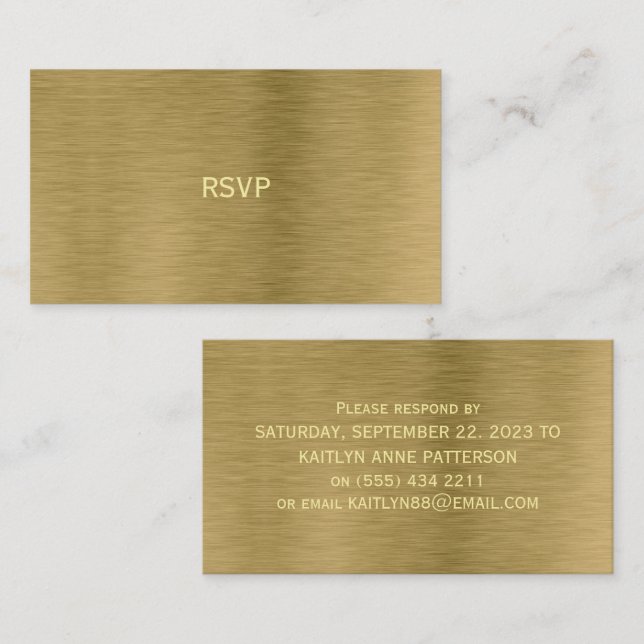 De Visita Faux Gold Textura Metalizado Tarjeta RSVP (Anverso / Reverso)