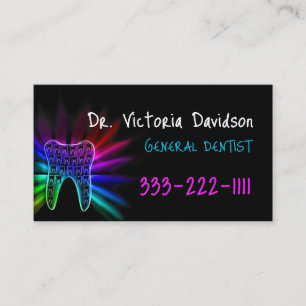 De Visita General Dentista Color Arcoiris Diente Tarjeta Neg