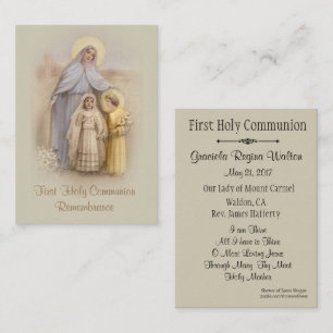De Visita La tarjeta santa católica del chica para la