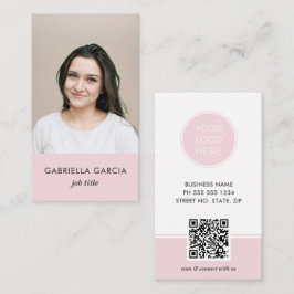 De Visita Logotipo rosa Código QR Foto profesional tarjeta d