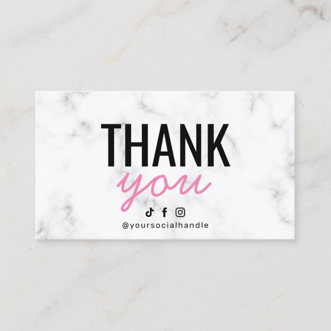 De Visita Marble Pink Gracias Tarjeta  (Anverso)