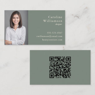 De Visita Minimalista Tarjeta Profesional Verde Sage Básica 