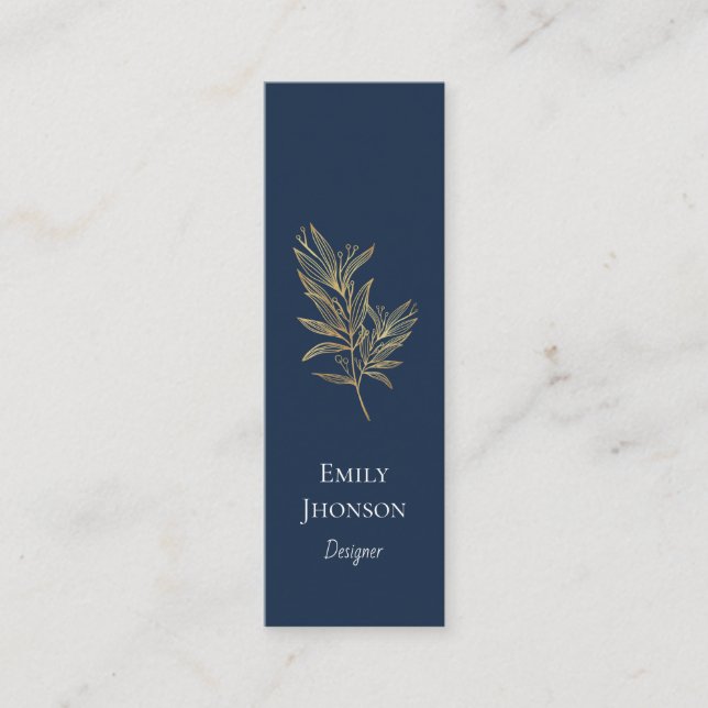 De Visita Minitarjeta azul elegante y sencilla (Anverso)