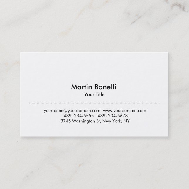 De Visita Moderna tarjeta profesional blanca simple (Anverso)