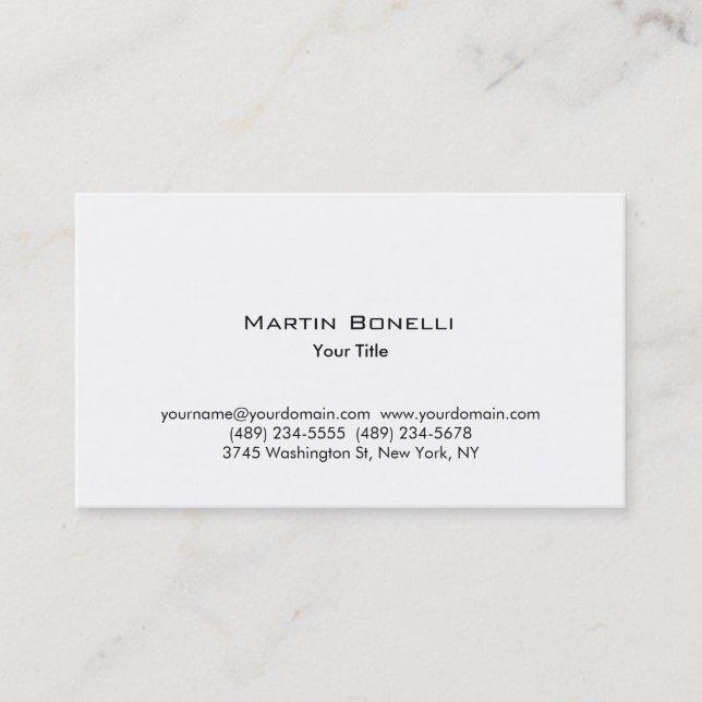 De Visita Moderna tarjeta profesional blanca simple (Anverso)