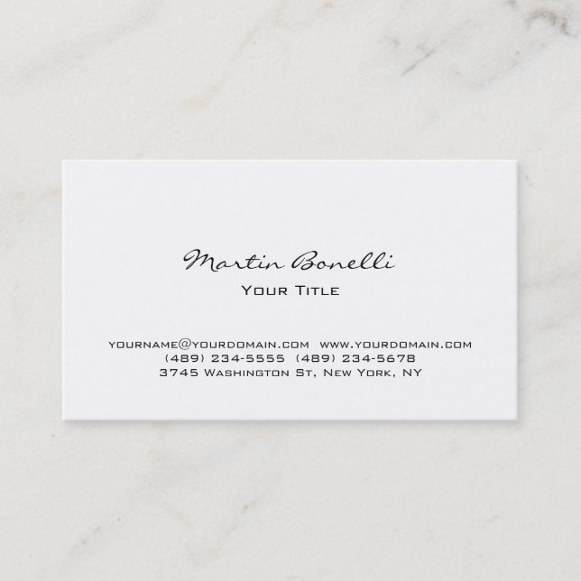 De Visita Moderna tarjeta profesional blanca simple (Anverso)