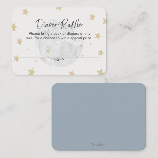 De Visita Moon Stars Boy Blue Diaper Tarjeta Baby Shower Raf (Anverso / Reverso)