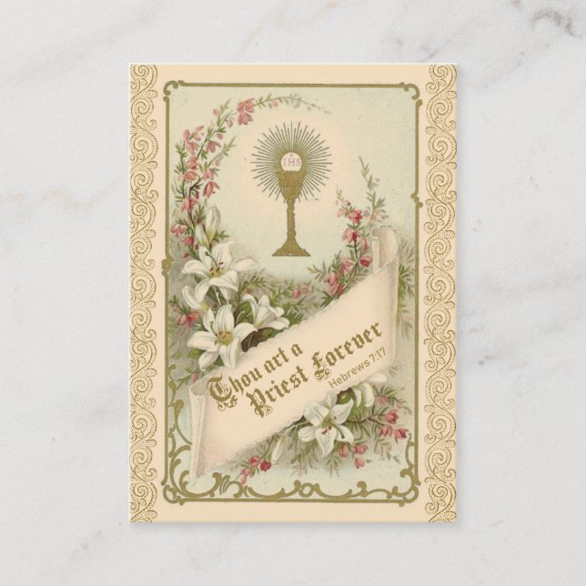 De Visita Oración para sacerdotes por la Sagrada Tarjeta San (Anverso)