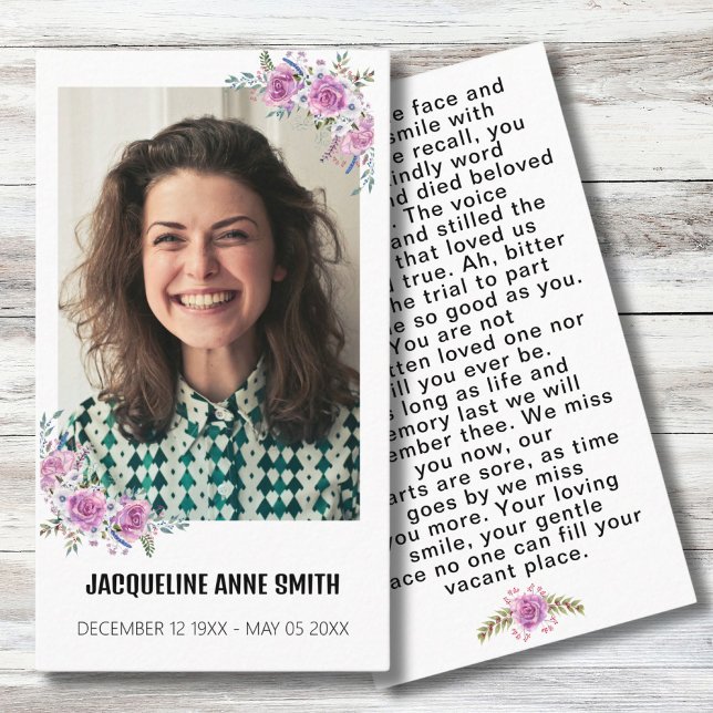 De Visita Personalizado floral Foto Funeral Memorial Tarjeta (Subido por el creador)