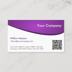 De Visita QR morado y blanco, tarjeta profesional