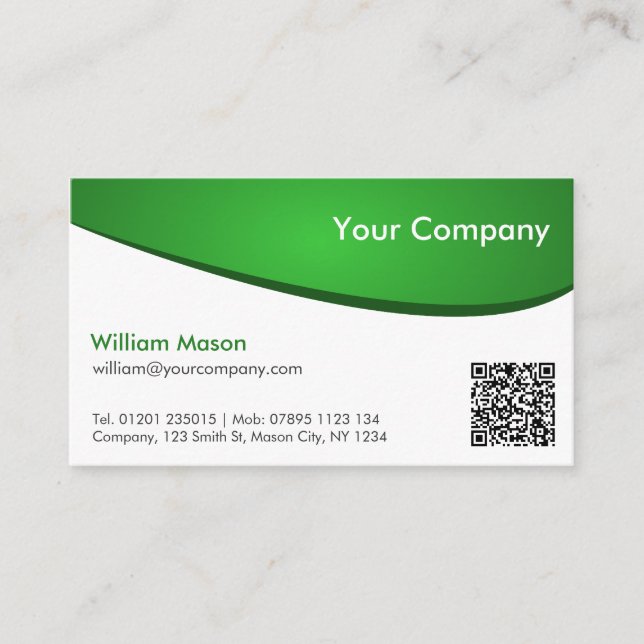 De Visita QR verde y blanco, tarjeta profesional (Anverso)