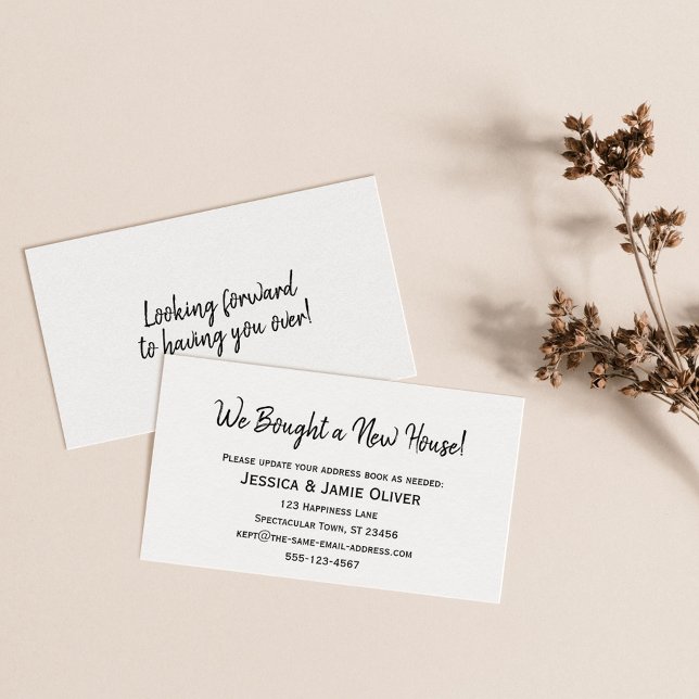 De Visita Simple "¡Compramos una nueva casa!" Tarjeta blanca (Subido por el creador)