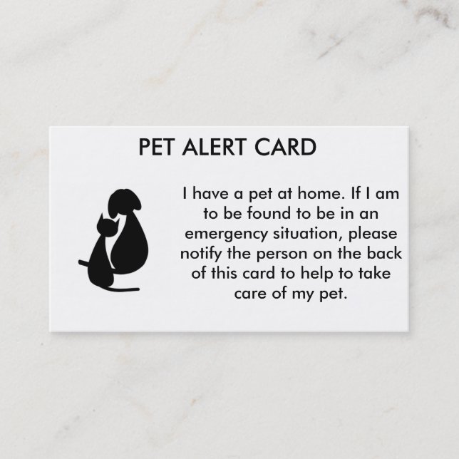 De Visita Tarjeta alerta del mascota (Anverso)