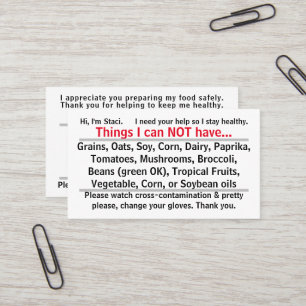 De Visita Tarjeta Allergen