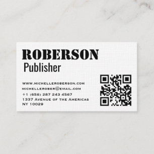 De Visita Tarjeta blanca tradicional simple con código del