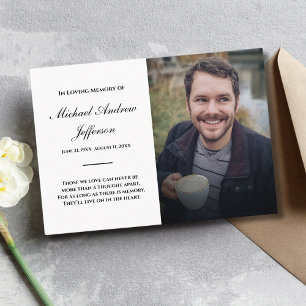 De Visita Tarjeta conmemorativa blanca con funeral fotográfi
