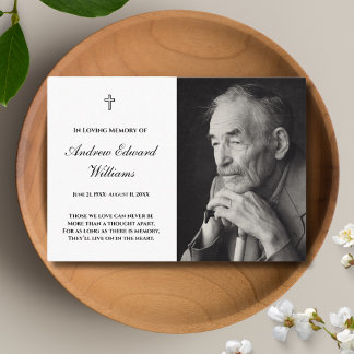 De Visita Tarjeta conmemorativa con foto funeral