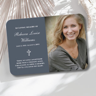 De Visita Tarjeta conmemorativa con foto Funeral Azul Gris
