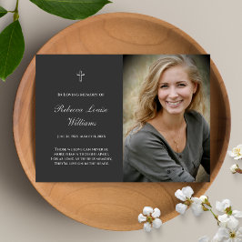 De Visita Tarjeta conmemorativa con foto Funeral Carbón Gris