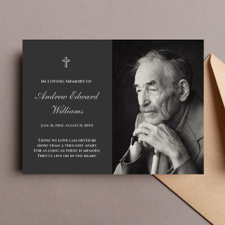 De Visita Tarjeta conmemorativa con foto Funeral Carbón Gris