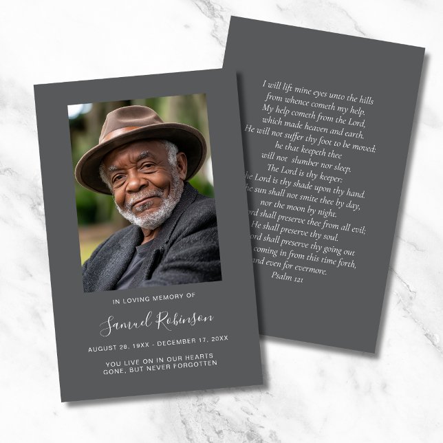 De Visita Tarjeta conmemorativa del funeral Gray Photo Sympa (Photo Memorial Prayer Card)