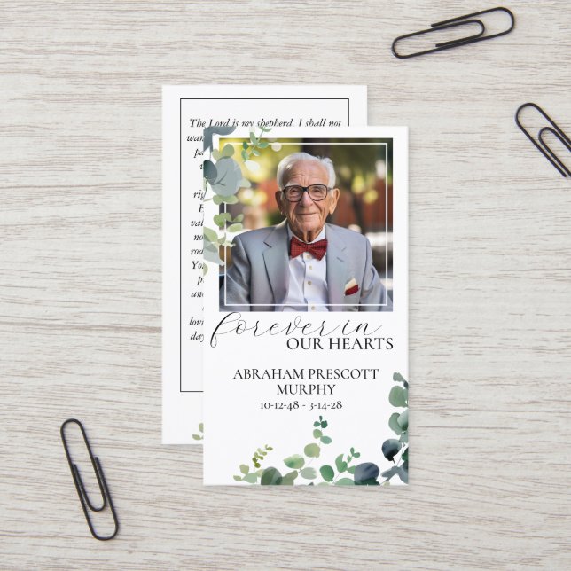 De Visita Tarjeta conmemorativa Eucalyptus Photo Memorial (Anverso/Reverso In Situ)