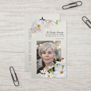 De Visita Tarjeta conmemorativa floral blanca