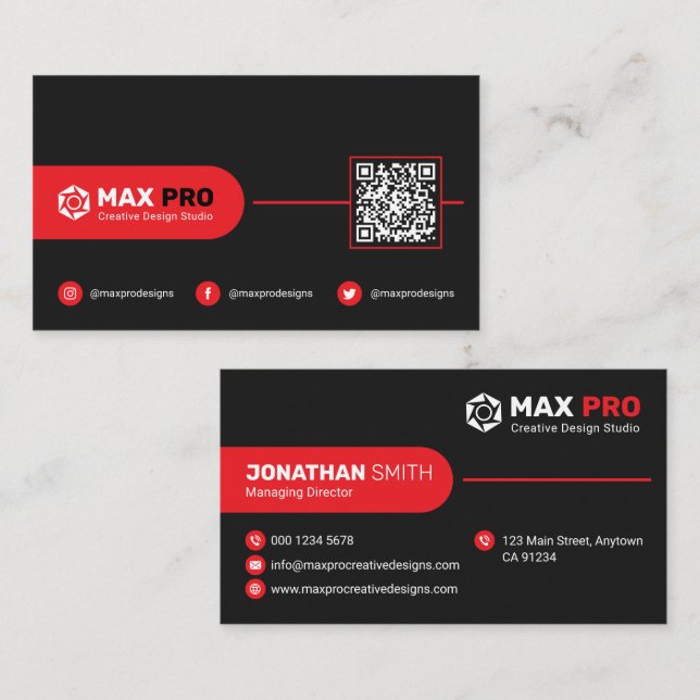 De Visita Tarjeta Corporativa Moderna Simple con Código QR N (Anverso / Reverso)