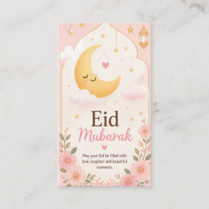 De Visita Tarjeta del Creciente Luna Floral Bonito Eid Mubar