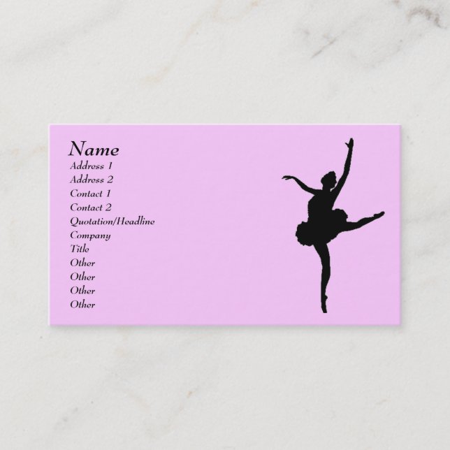 De Visita Tarjeta del perfil del bailarín (Anverso)