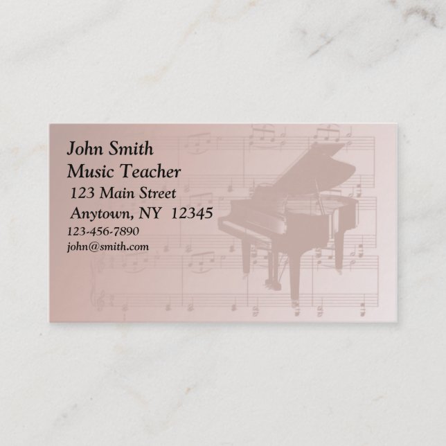 De Visita Tarjeta del perfil del piano (Anverso)