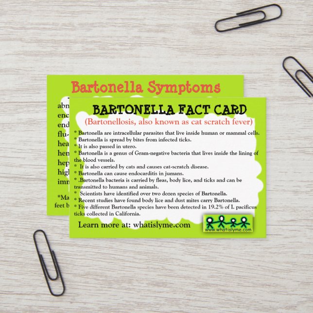 De Visita Tarjeta educativa sobre Bartonella (Anverso/Reverso In Situ)