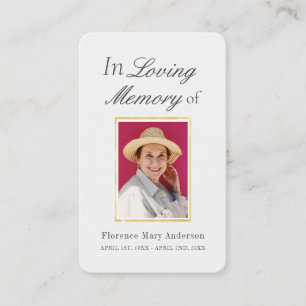 De Visita Tarjeta fotográfica blanca dorada Sympathy Memoria
