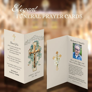 De Visita Tarjeta fotográfica Funeral Gold Crucifix