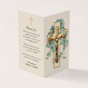 De Visita Tarjeta fotográfica Funeral Gold Crucifix